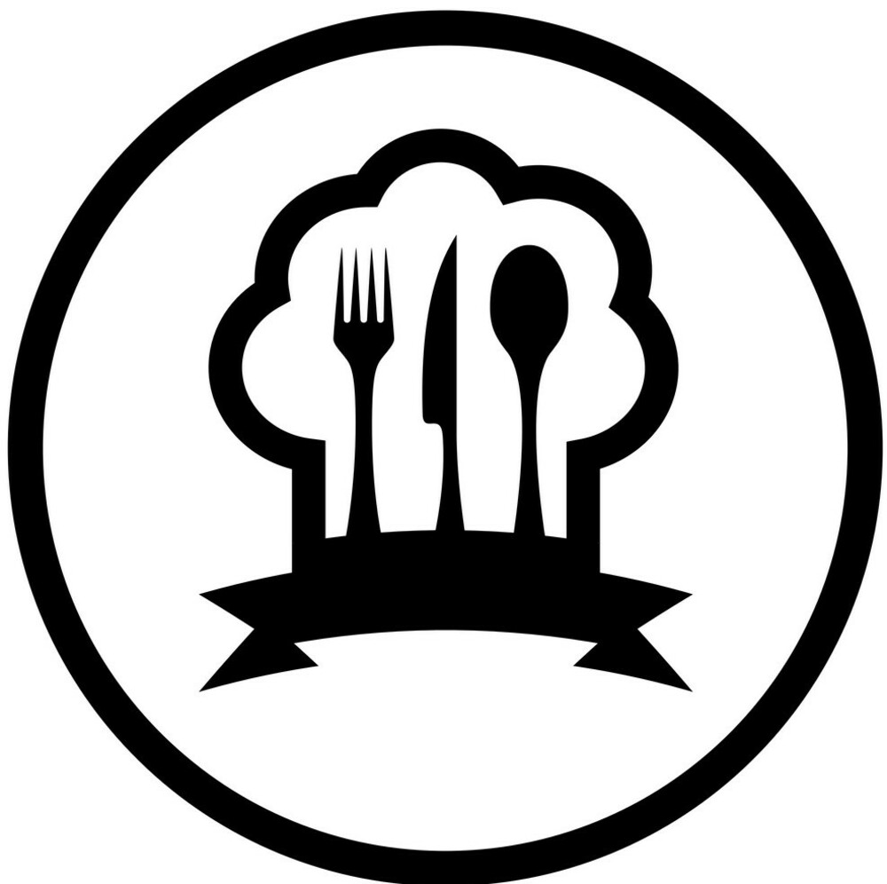 Food icon with chef hat and kitchen utensil vector 2103246